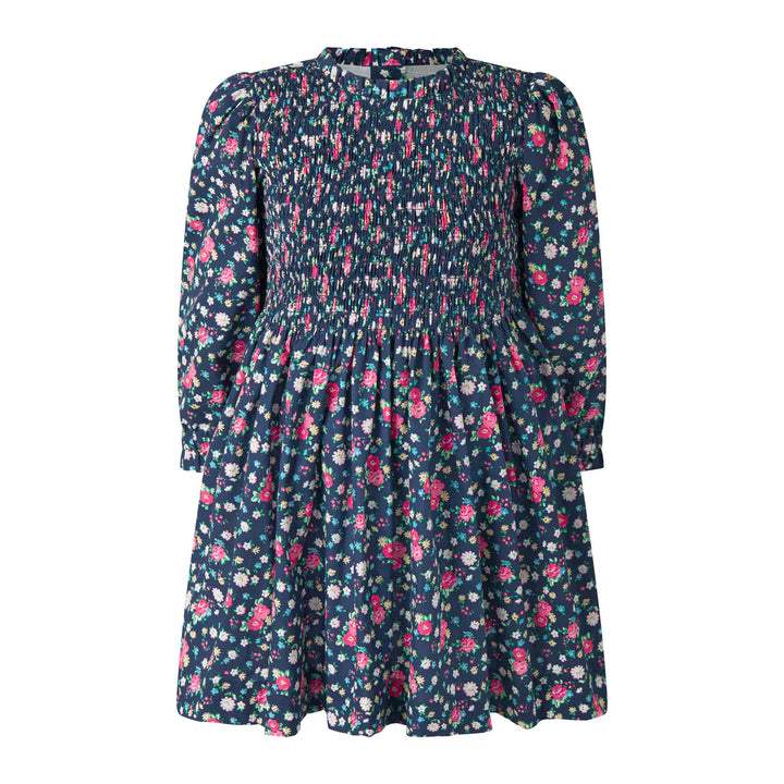 Navy Ditsy Floral Ruched Dress
