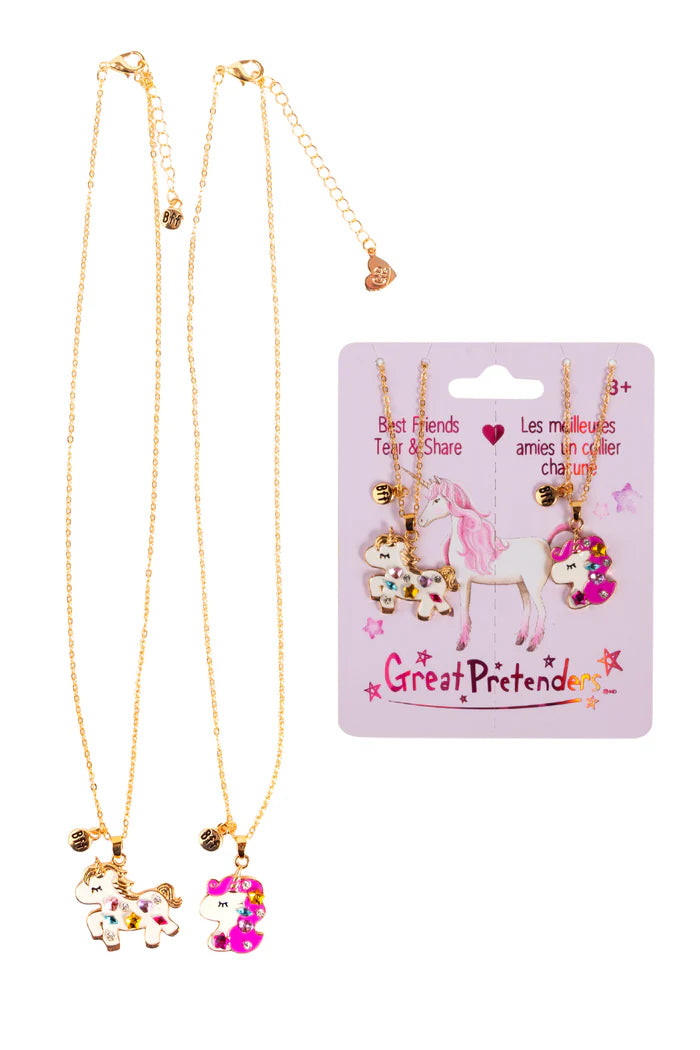 86186 Bejewelled Unicorns Tear and Share Necklace