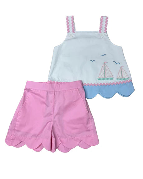St John Sailboats Applique Short Set