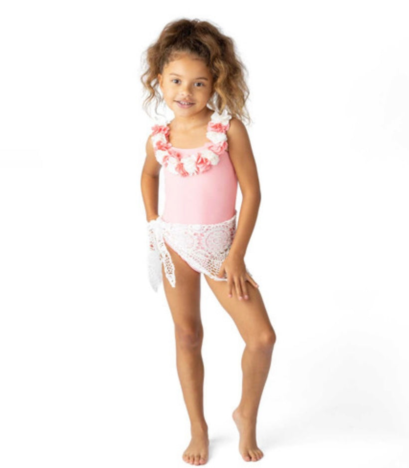 Coral One Piece and Skirt Swim Set