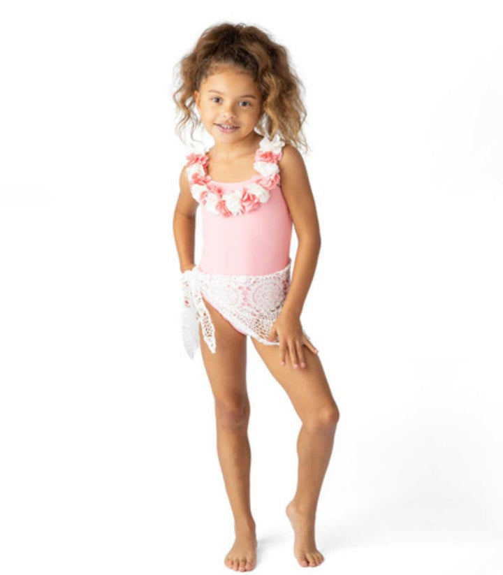 Coral One Piece and Skirt Swim Set