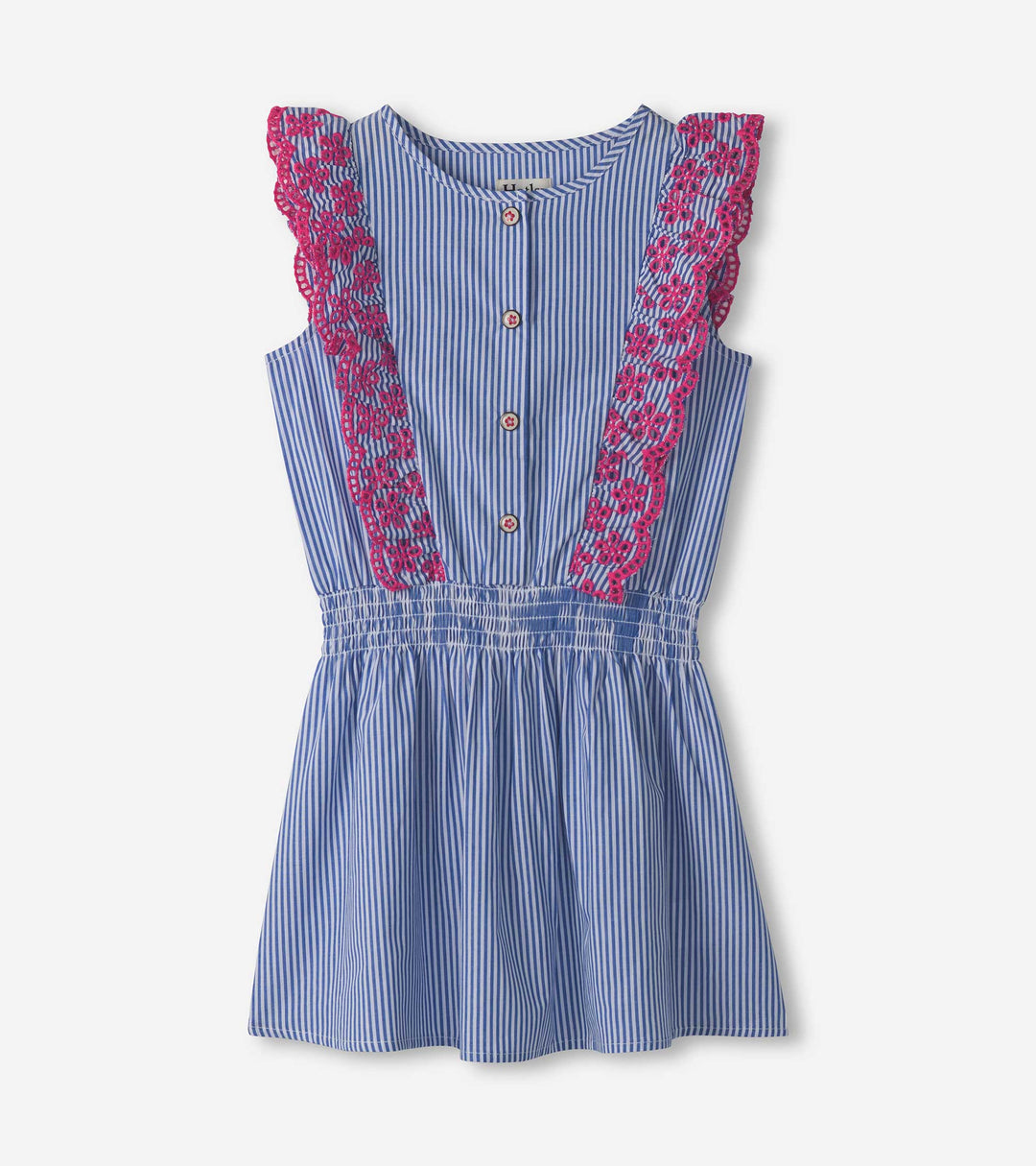 Blue Stripe Ruffle Dress Teddy and Lu - Children's Finery and Gifts Blue Stripe Ruffle Dress Teddy and Lu - Children's Finery and Gifts