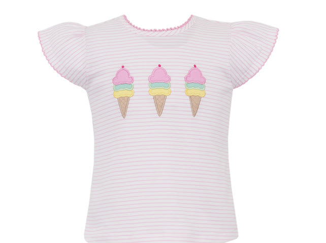 Girls Ice Cream T-shirt Set - Pink Stripe
