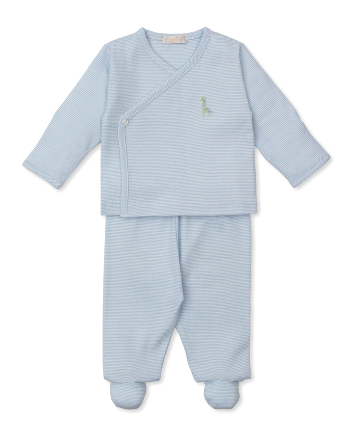 Blue Footed Pant Set with Giraffe Applique