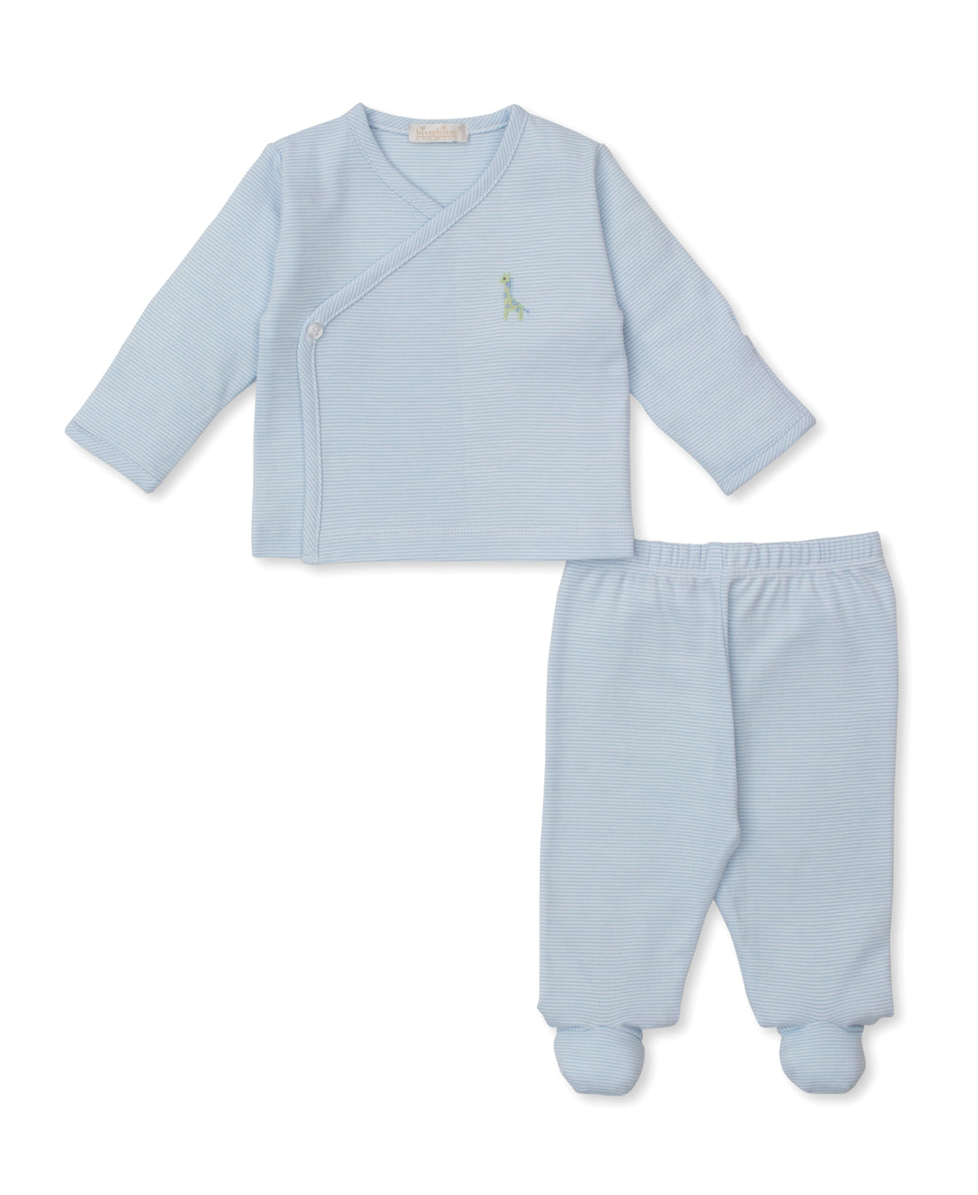Blue Footed Pant Set with Giraffe Applique