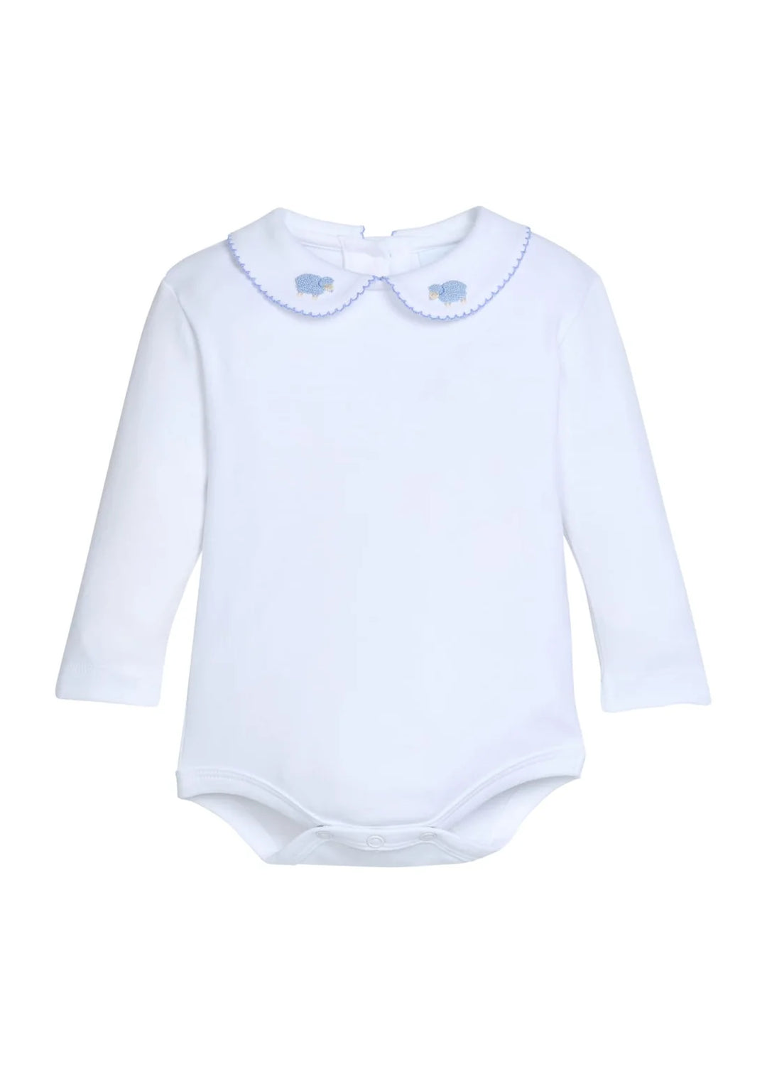 Long Sleeve Pinpoint Onesie - Blue Sheep