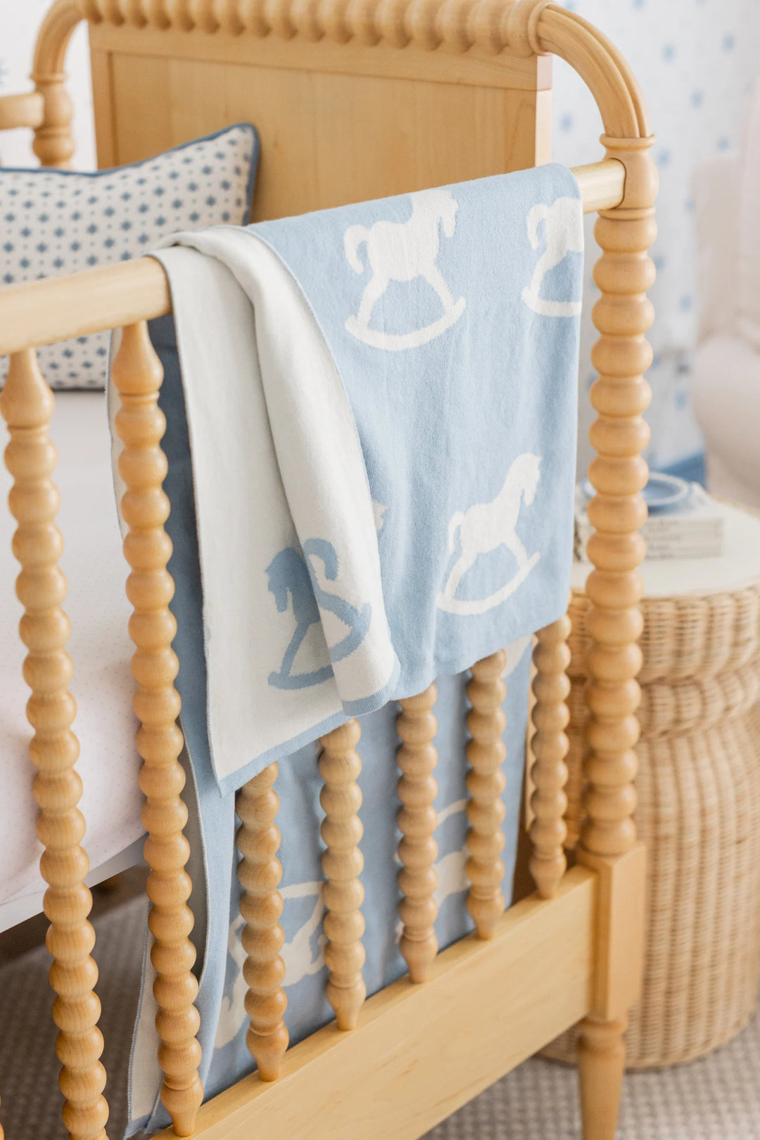 Nursery Blanket - Blue Rocking Horse