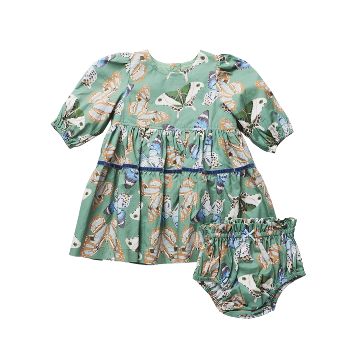 Maribelle Dress Set Green Butterflies
