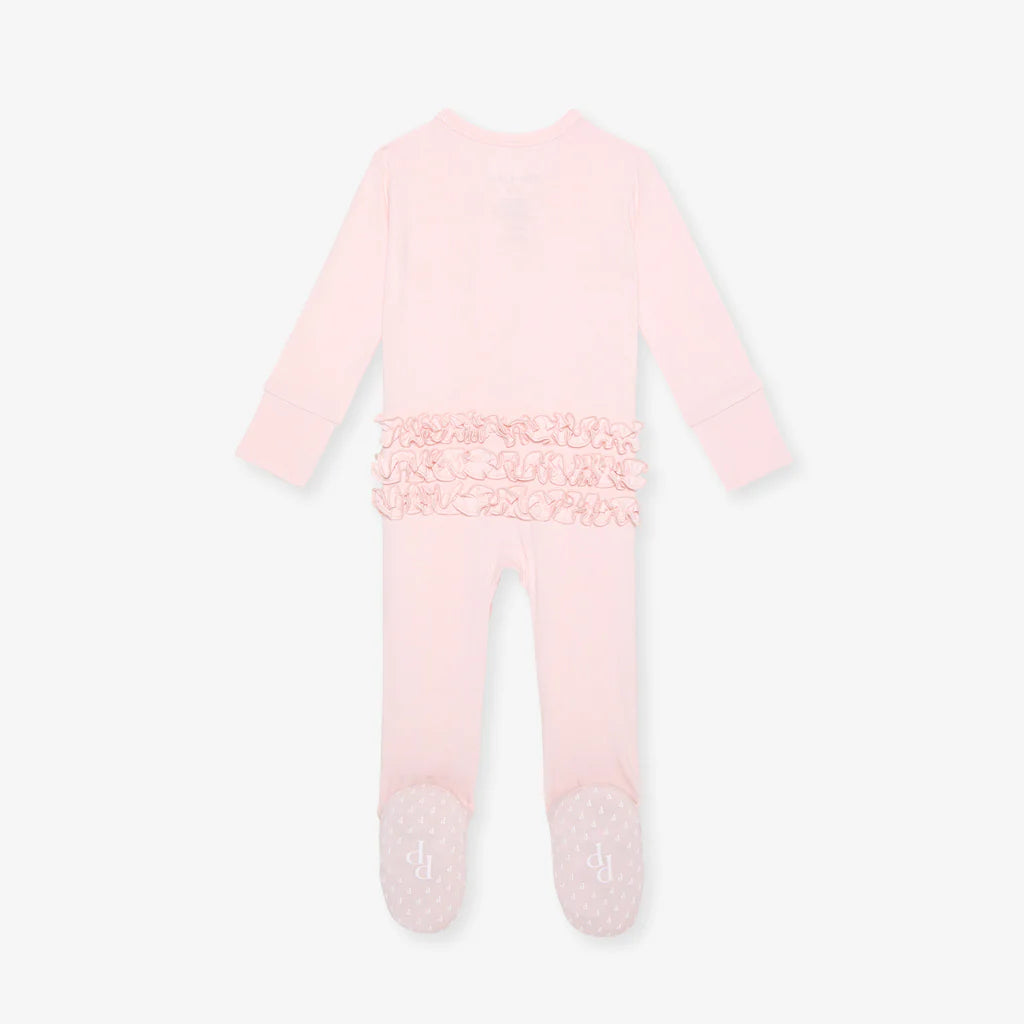 Sweet Pink Footie Ruffled Zippered One Piece