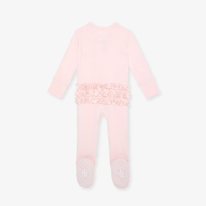 Sweet Pink Footie Ruffled Zippered One Piece