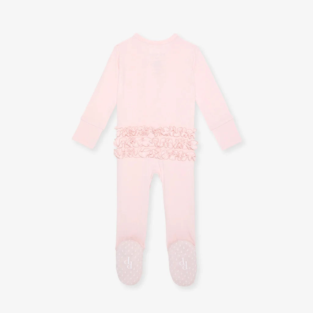 Sweet Pink Footie Ruffled Zippered One Piece