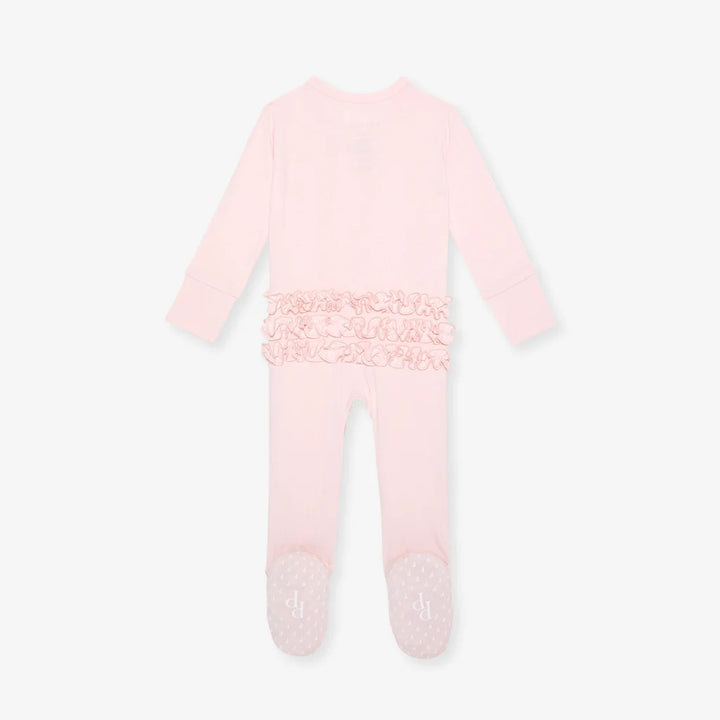 Sweet Pink Footie Ruffled Zippered One Piece