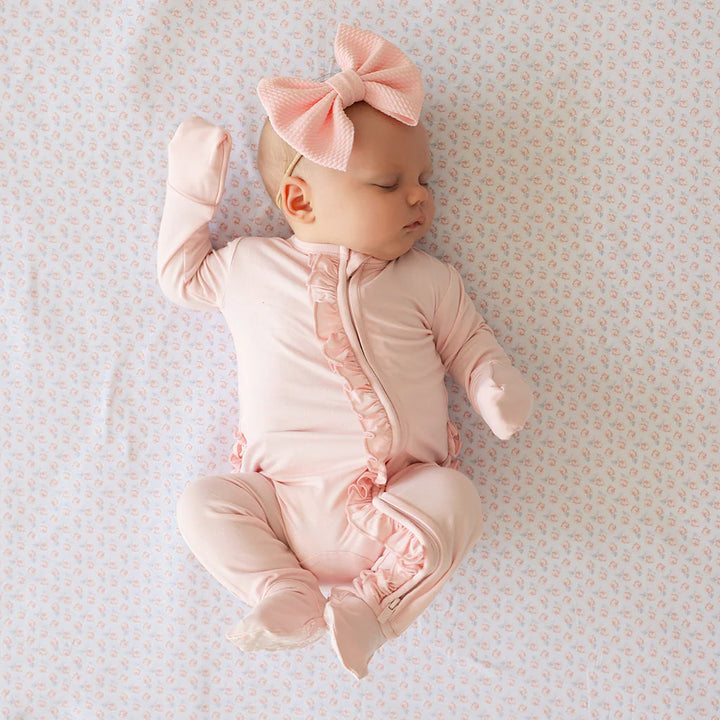 Sweet Pink Footie Ruffled Zippered One Piece
