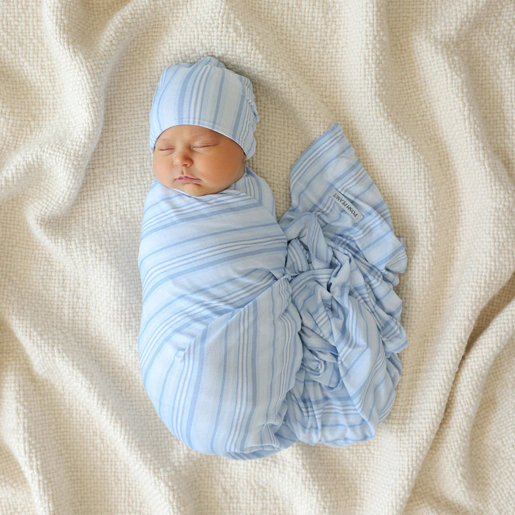 Richie Swaddle And Beanie Set - Blue