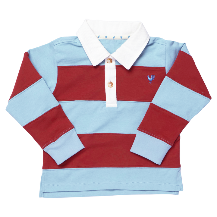 Boys Albert Rugby Shirt Blue Maroon