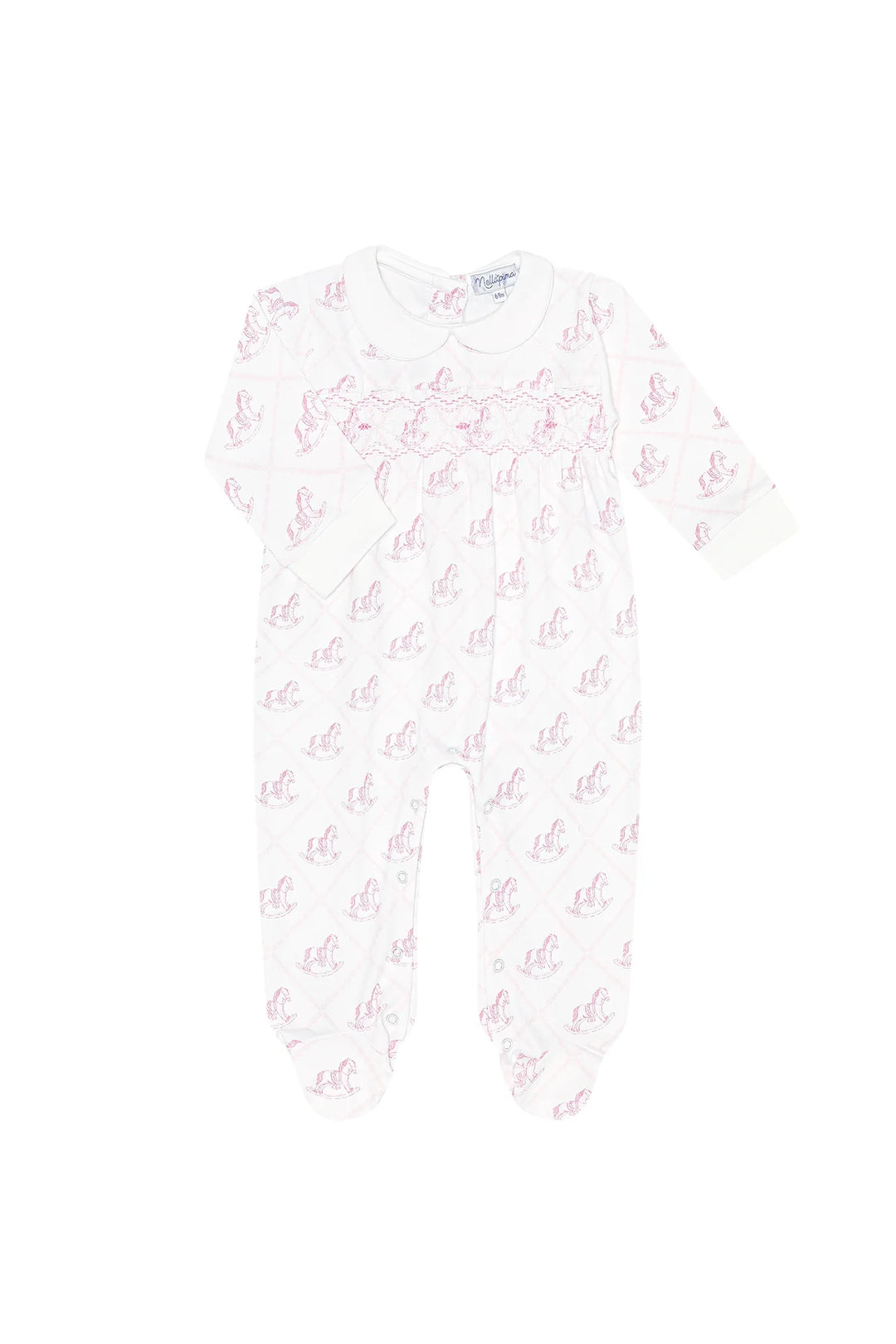 Pink Rocking Horse Zipper Footie
