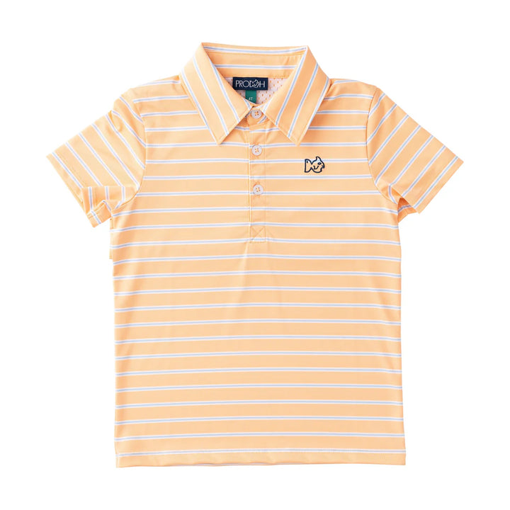 Short Sleeve Pro Performance Polo- Orange Chiffon Stripe