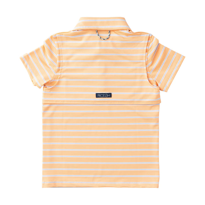 Short Sleeve Pro Performance Polo- Orange Chiffon Stripe