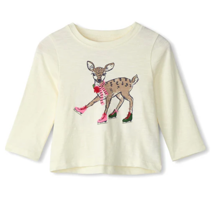 Skating Deer Gather Back Tee & Pant Set