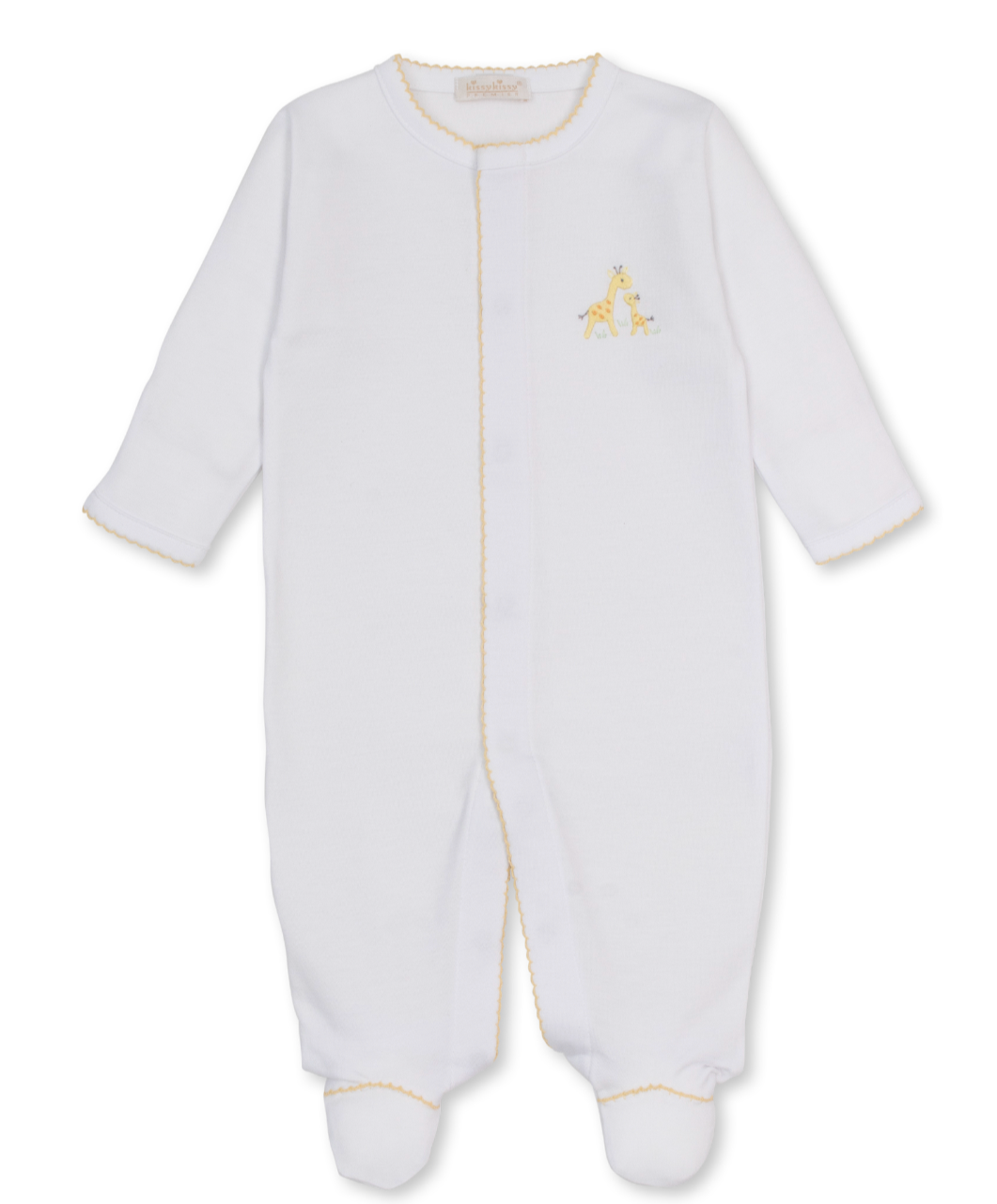 White/Yellow Giraffe Footie w/ Hand Emb