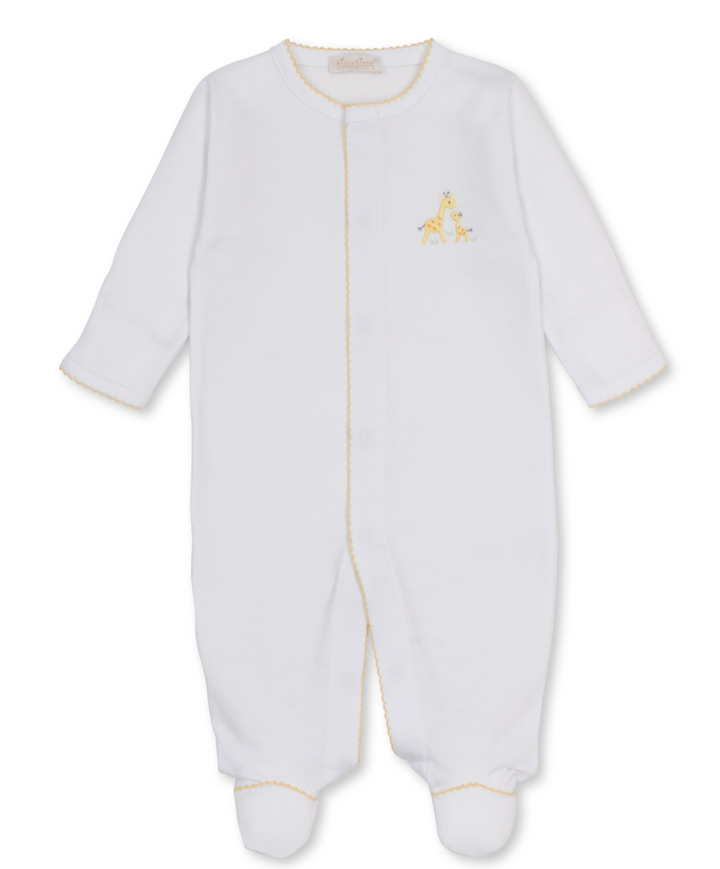 White/Yellow Giraffe Footie w/ Hand Emb