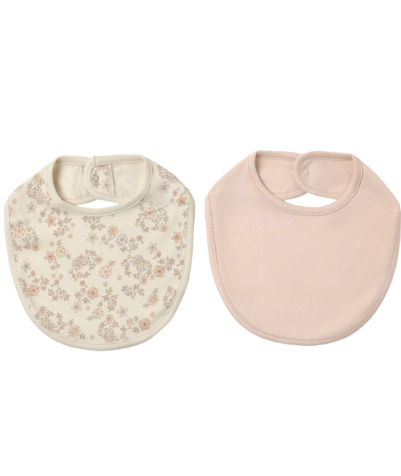 Jersey Snap Bib 2 Pack- Floral Vine/Dusty Rose