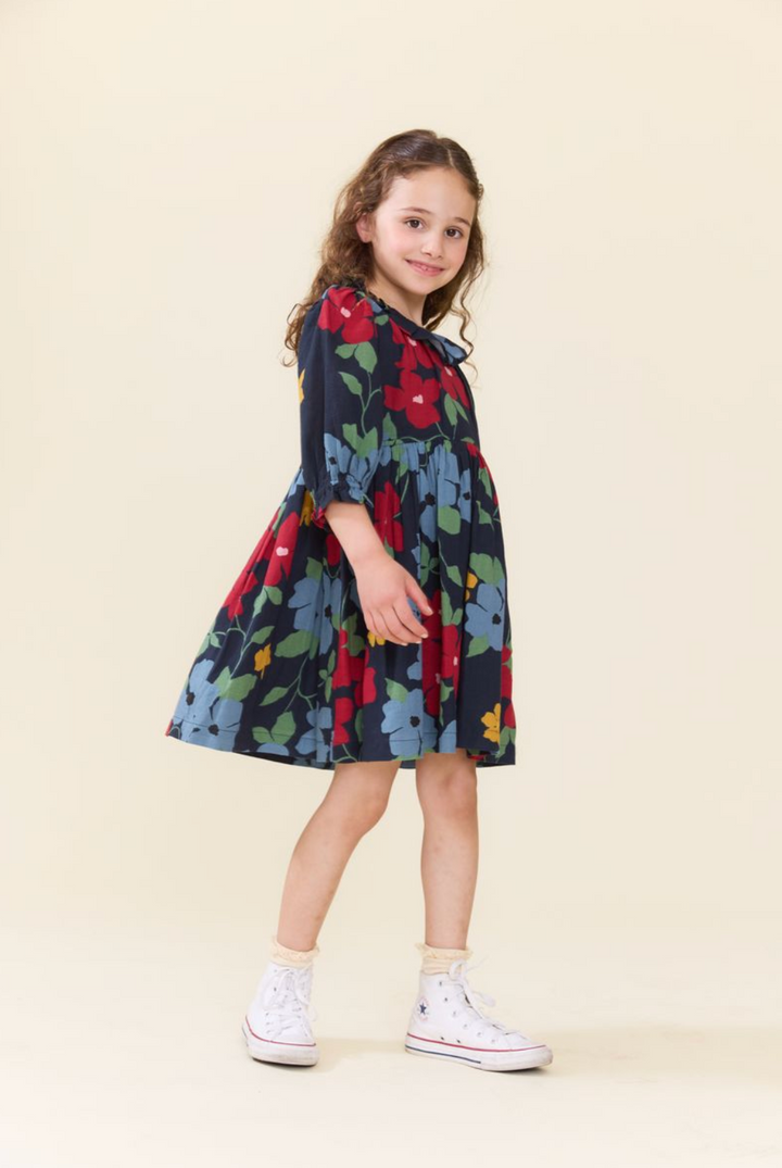 Amara Dress-Navy Hibiscus Floral