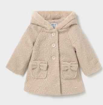 2436 Terry Hooded Coat - Biscuit