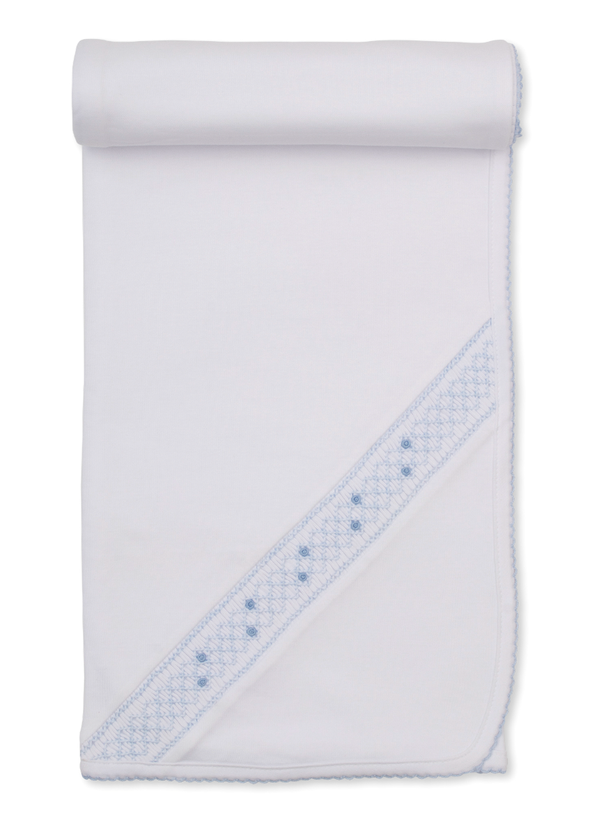 Blanket w/ Hand Smk White/Lt Blue
