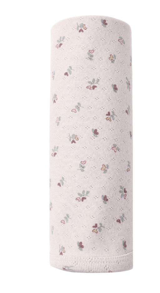 Pointelle Baby Blanket Heart Ditsy