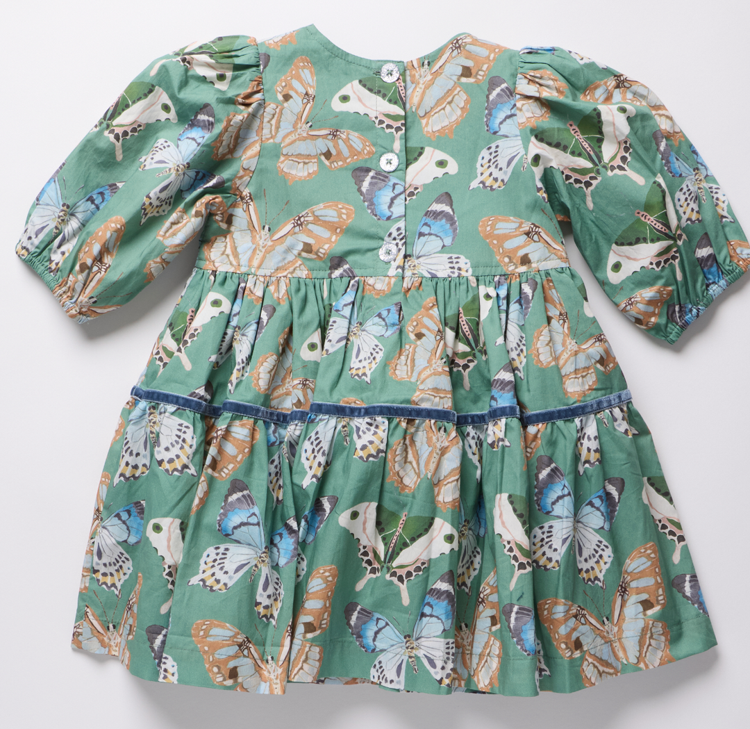 Maribelle Dress - Green Butterflies