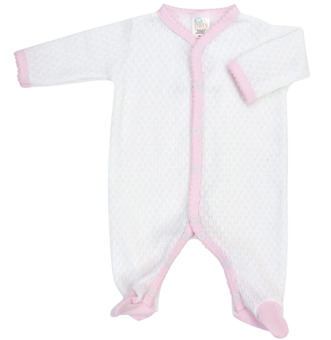 Footie w/ Pima Trim - Pink