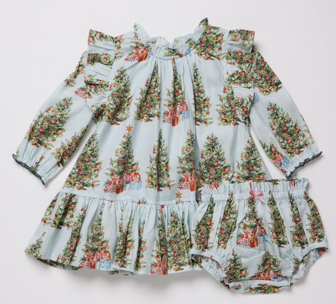 harper dress set - trees and presents