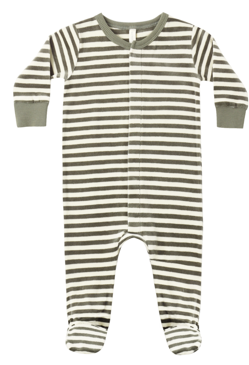 Hidden Snap Footie Spruce Stripe