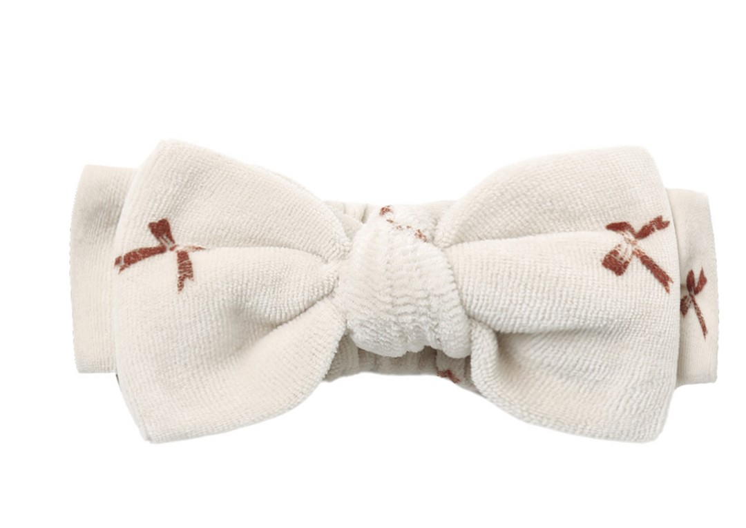 Velour Bow Headband - Red Bows