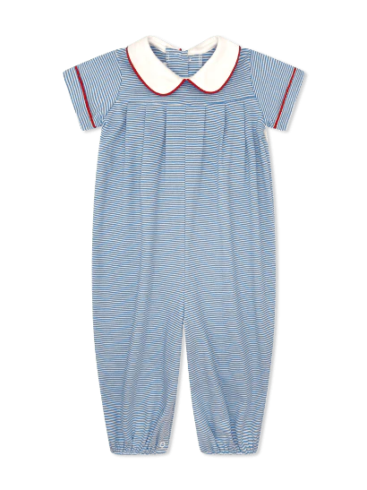 Precious Pleated Romper Seaside Blue Ministripe