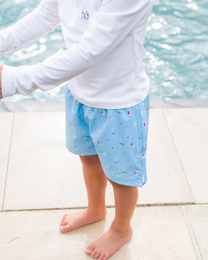 Swim Trunk- Baltic Sea Boats In The Bay