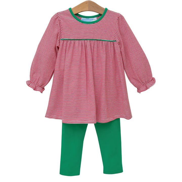 Ellie Pants Set Red/Green Stripe