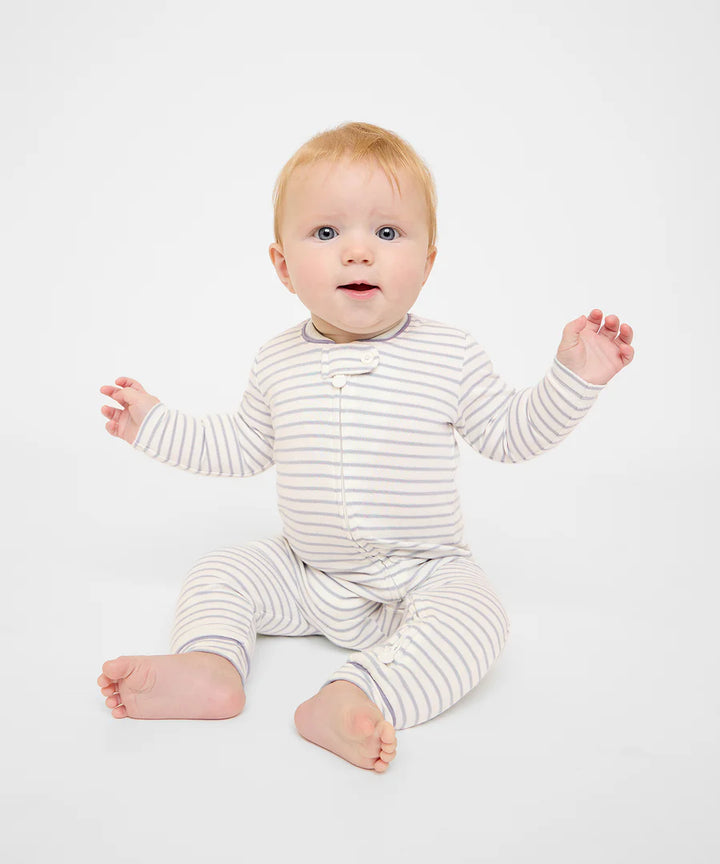 Ziggy Zip Romper, Cloud Mini Stripe
