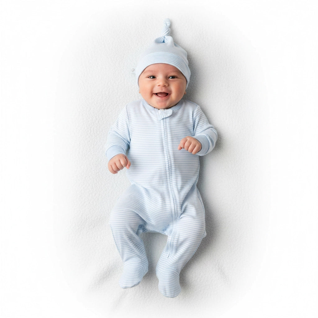 Blue Stripes Pima Baby Onesie
