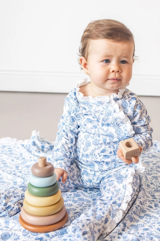 Floral Bunnies Pima Baby Onesie