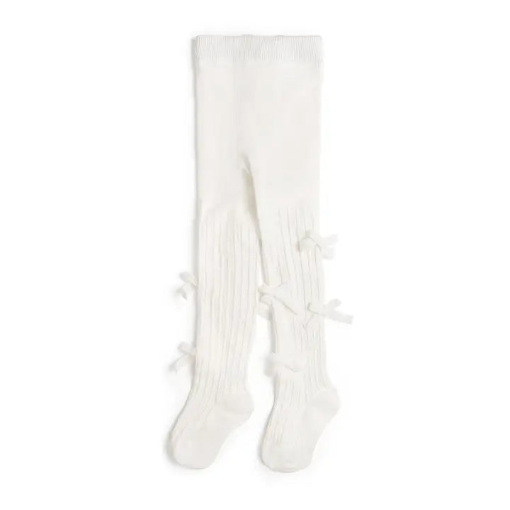 Ivory Velvet Mini Bow Tights