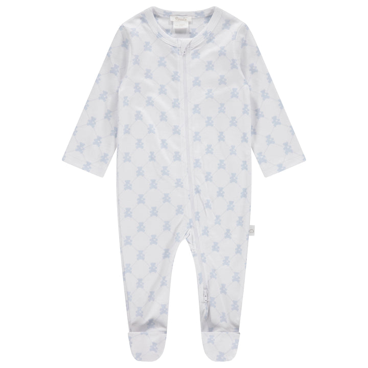 Zipper Footie - Teddy Bear Blue