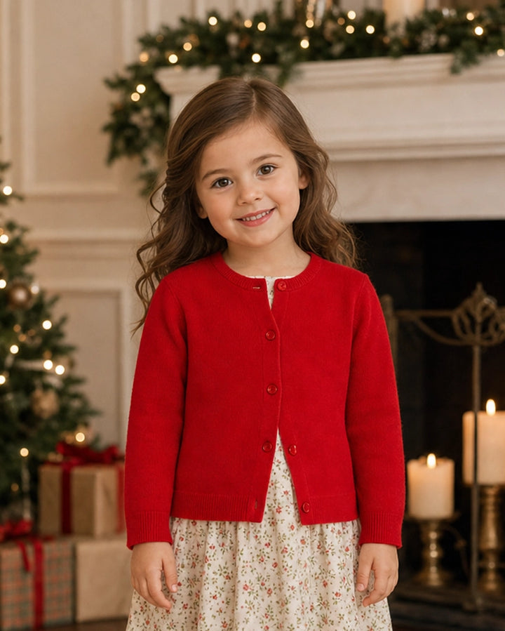 Red Cotton Cashmere Cardigan