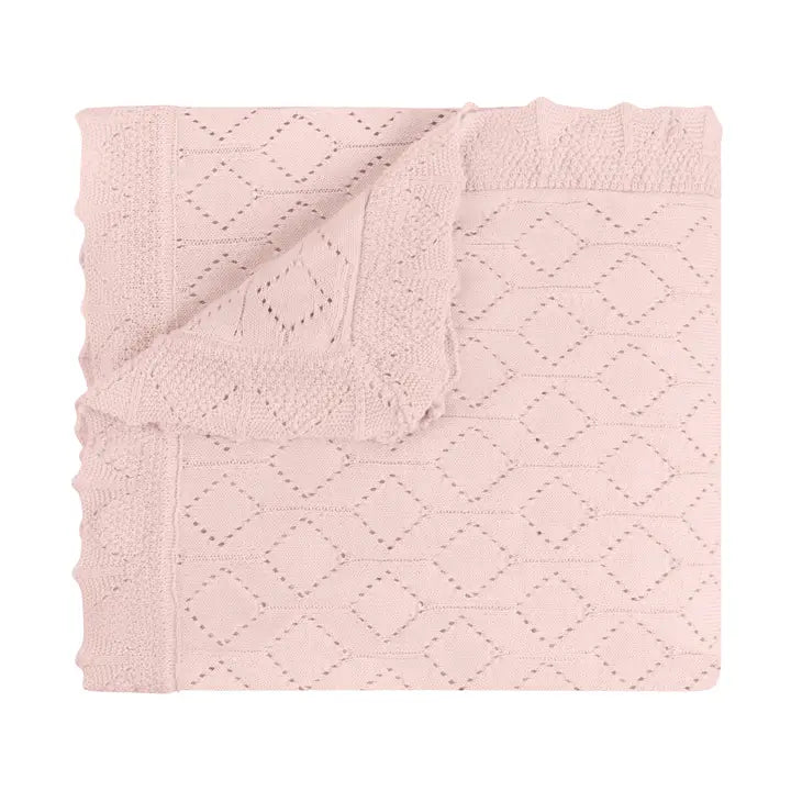 Pink Lux Pointelle Knit Blanket