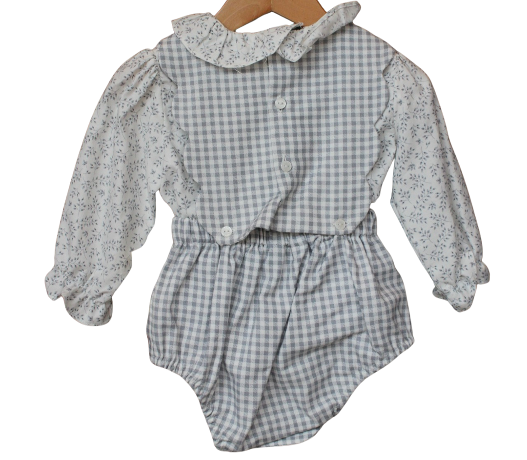 Blue Check Scallop Overall