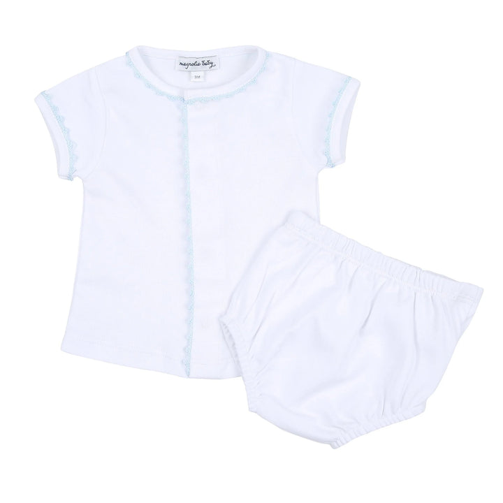 Joy Diaper Cover Set with Blue Crochet Trim
