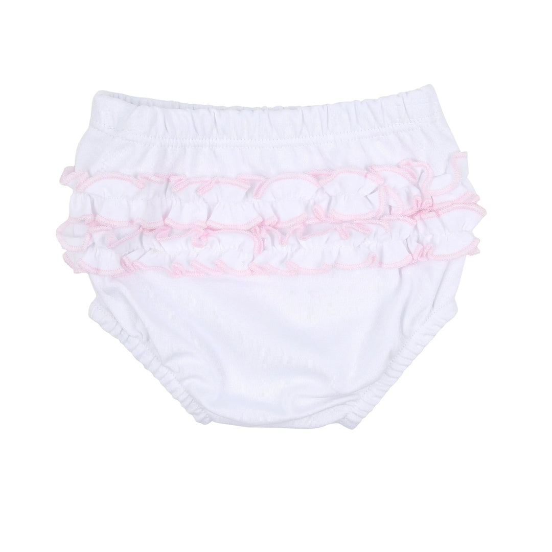 Joy Ruffle Diaper Cover Set with Pink Crochet Trim