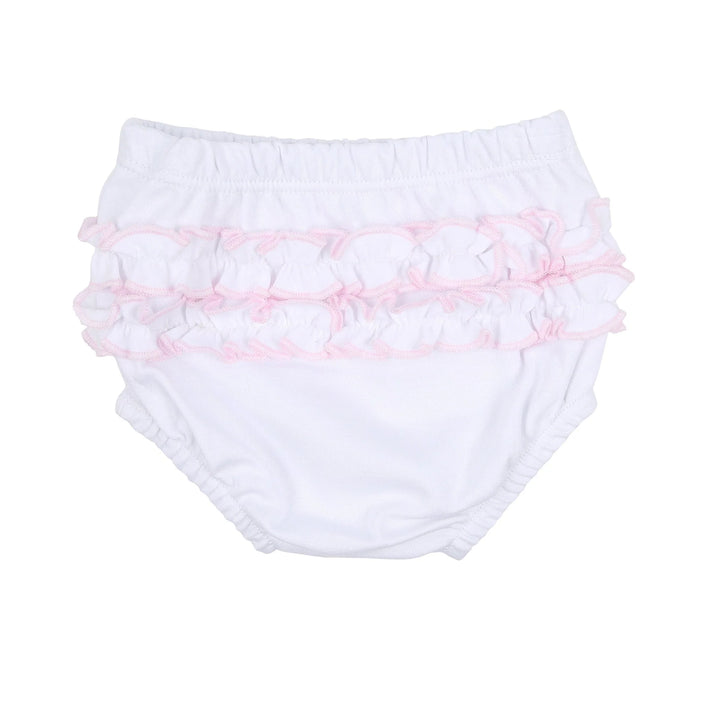 Joy Ruffle Diaper Cover Set with Pink Crochet Trim