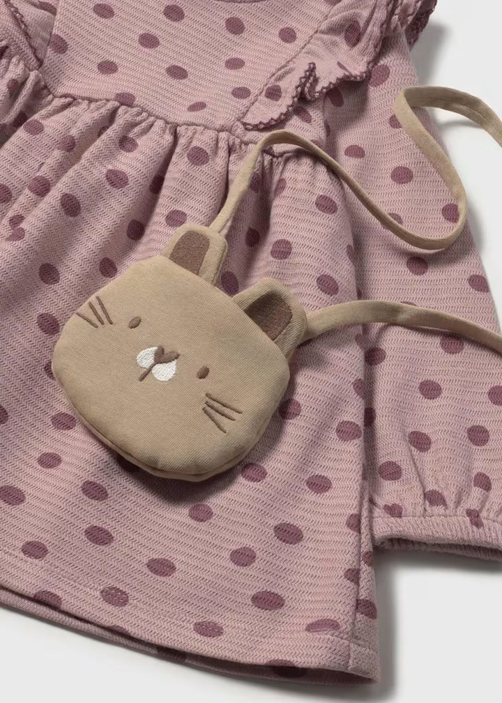 Purple Polka Dot Dress w/Purse